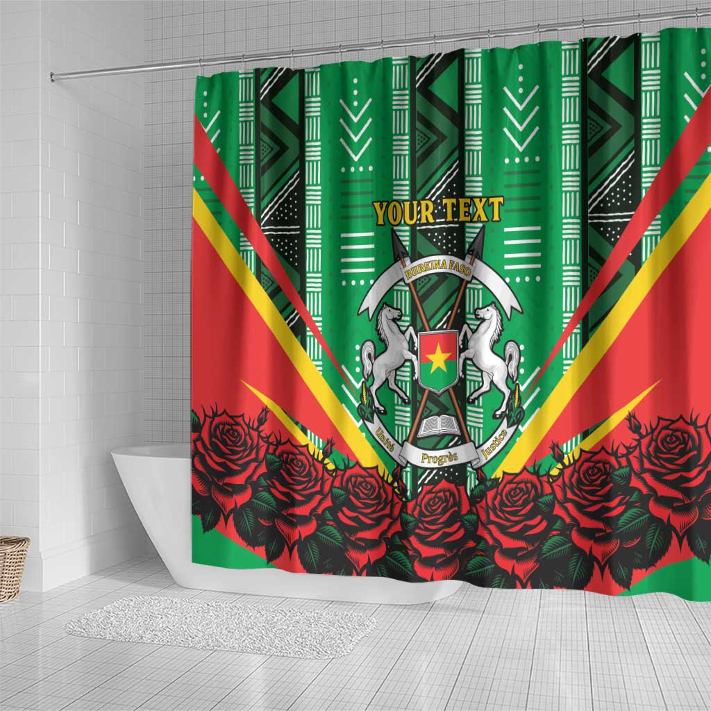 Personalised Burkina Faso Shower Curtain Coat Of Arms Bogolan Pattern LT15