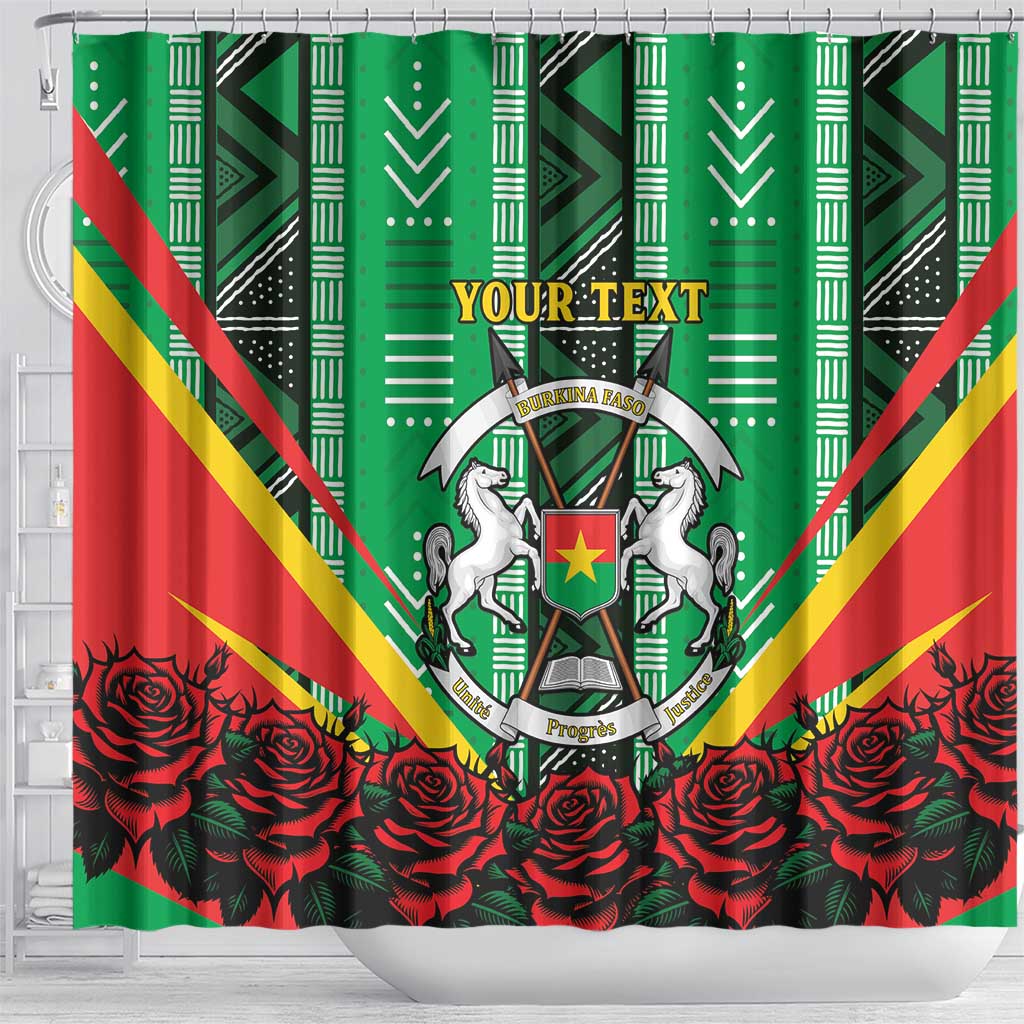 Personalised Burkina Faso Shower Curtain Coat Of Arms Bogolan Pattern LT15