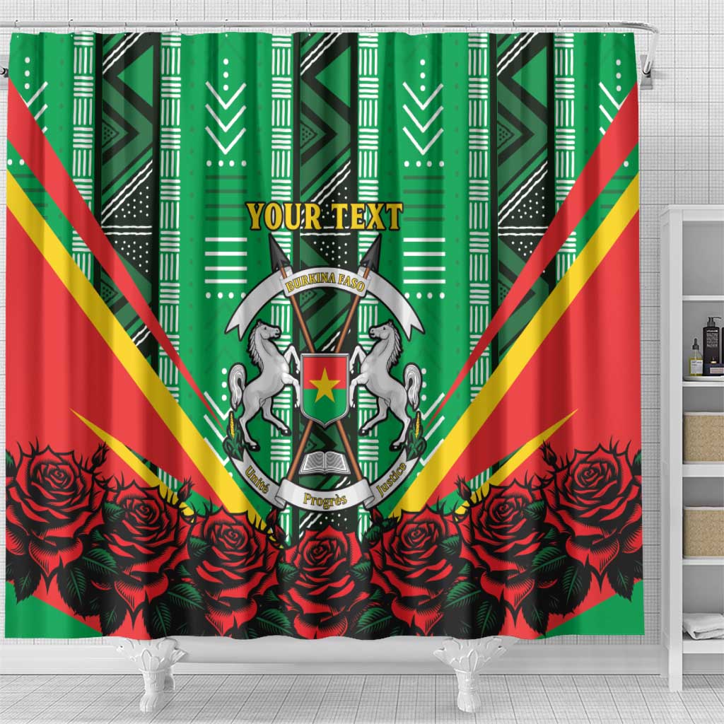 Personalised Burkina Faso Shower Curtain Coat Of Arms Bogolan Pattern LT15