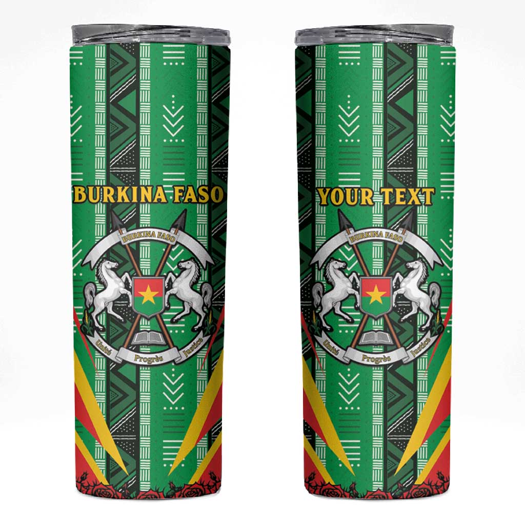 Personalised Afro Burkina Faso Skinny Tumbler Coat Of Arms With Rose LT15