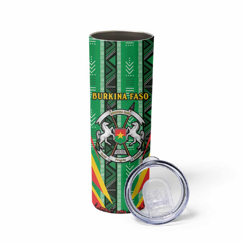 Personalised Afro Burkina Faso Skinny Tumbler Coat Of Arms With Rose LT15