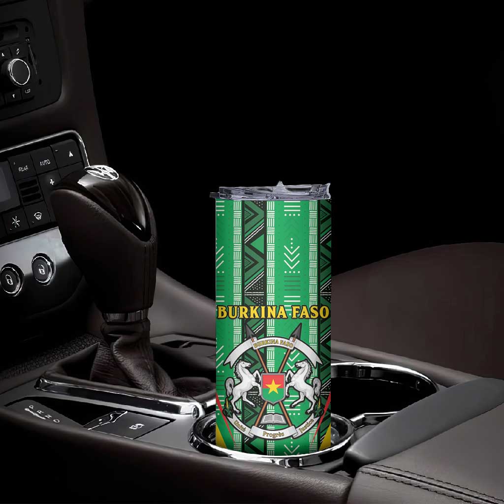 Personalised Afro Burkina Faso Skinny Tumbler Coat Of Arms With Rose LT15