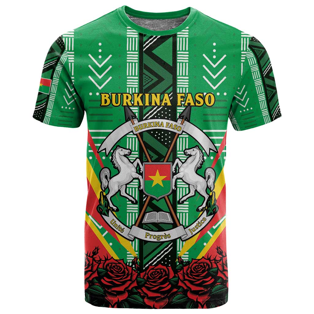Personalised Afro Burkina Faso T shirt Coat Of Arms With Rose LT15