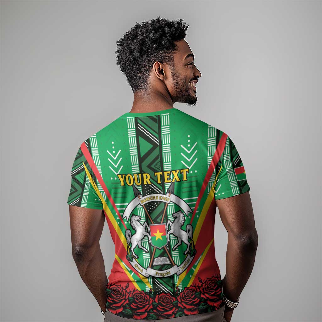 Personalised Afro Burkina Faso T shirt Coat Of Arms With Rose LT15