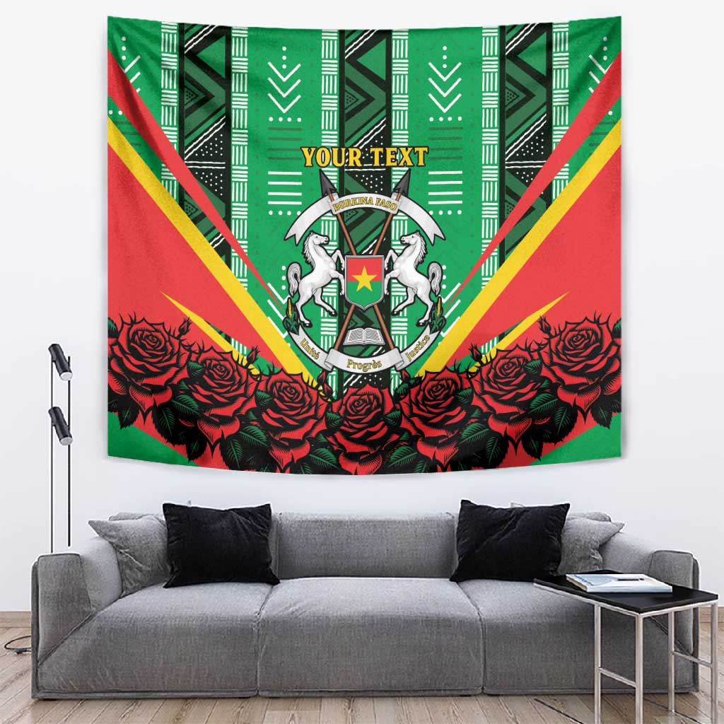 Personalised Afro Burkina Faso Tapestry Coat Of Arms With Rose LT15