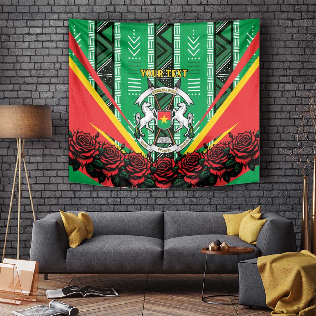 Personalised Afro Burkina Faso Tapestry Coat Of Arms With Rose LT15