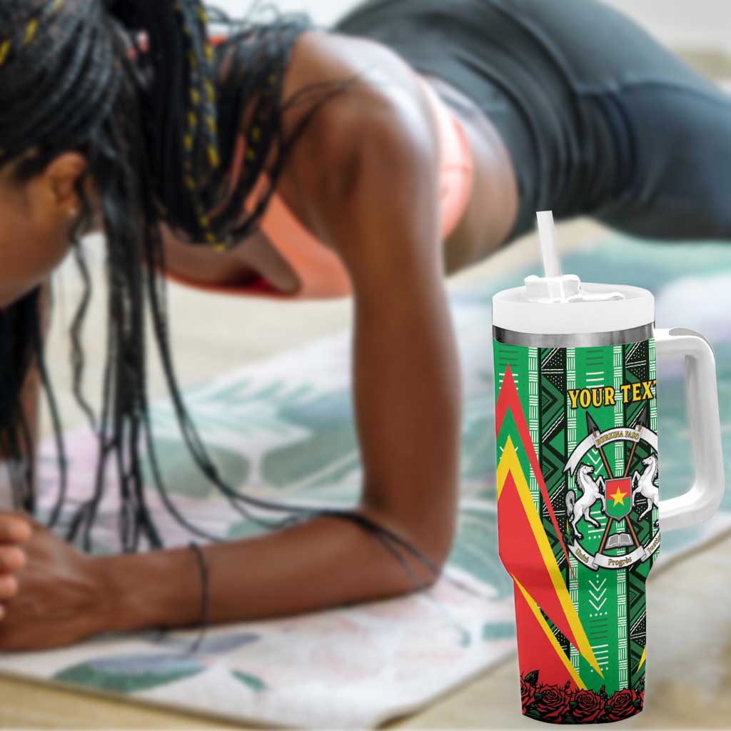Personalised Afro Burkina Faso Tumbler With Handle Coat Of Arms With Rose LT15
