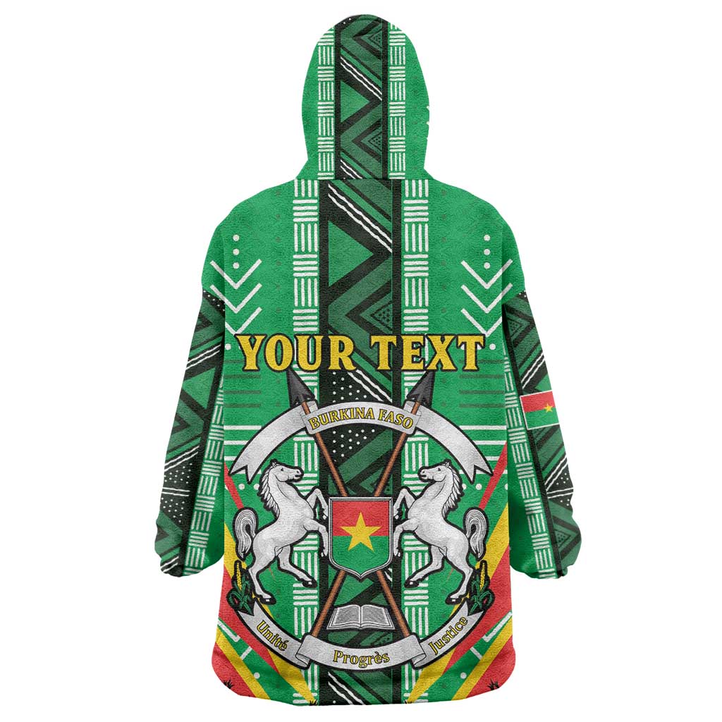 Personalised Afro Burkina Faso Wearable Blanket Hoodie Coat Of Arms With Rose LT15