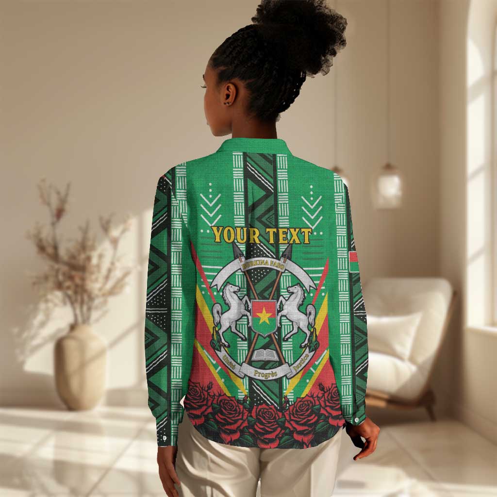 Personalised Afro Burkina Faso Women Casual Shirt Coat Of Arms With Rose LT15