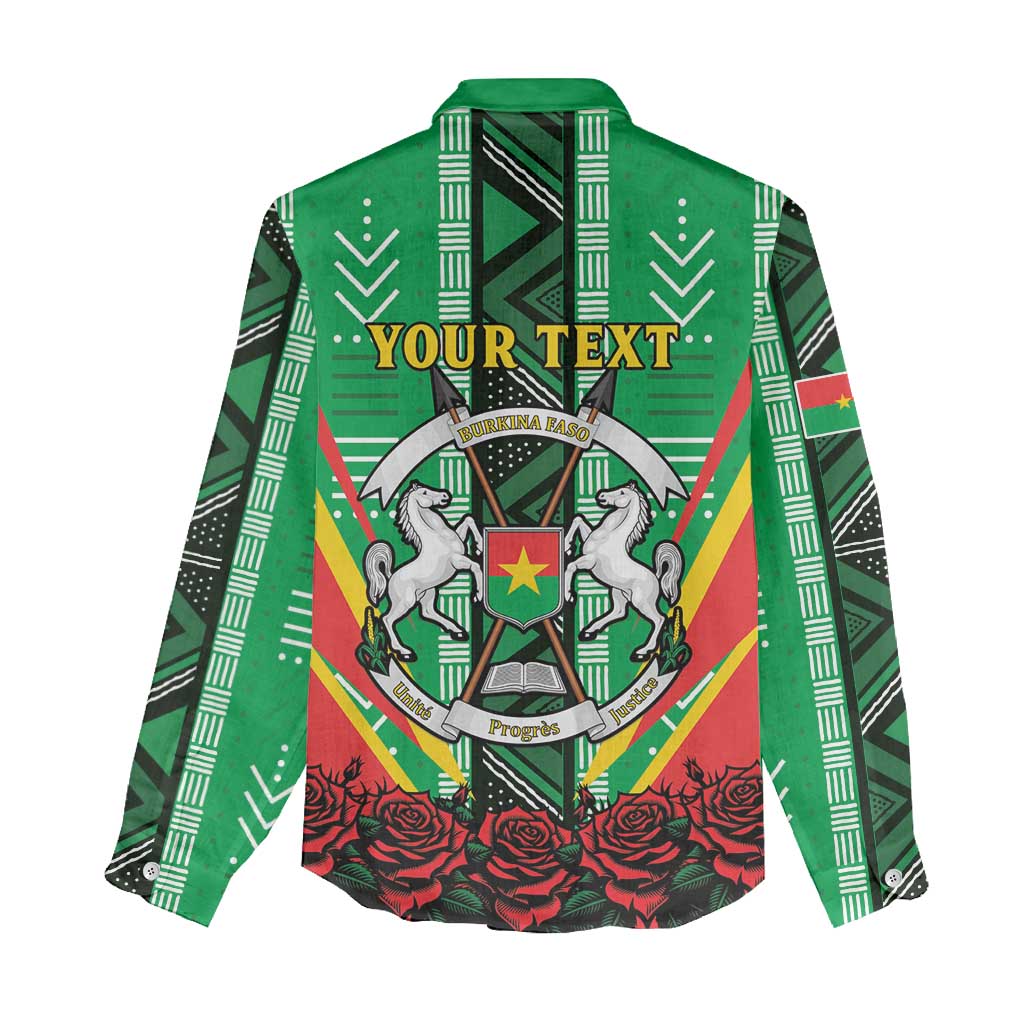 Personalised Afro Burkina Faso Women Casual Shirt Coat Of Arms With Rose LT15