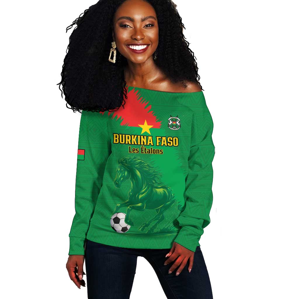 Burkina Faso Football Custom Off Shoulder Sweater Go Stallions LT15
