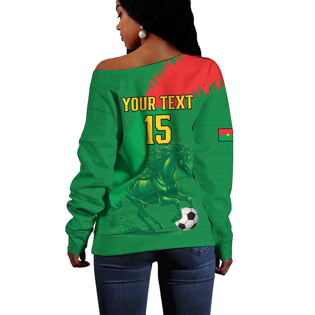 Burkina Faso Football Custom Off Shoulder Sweater Go Stallions LT15