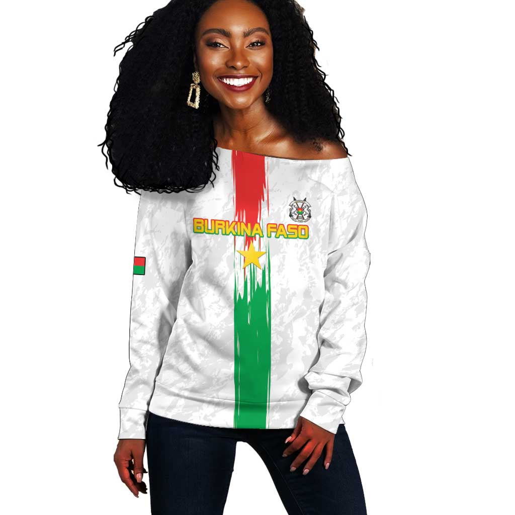 Burkina Faso Football Custom Off Shoulder Sweater Go Champions LT15