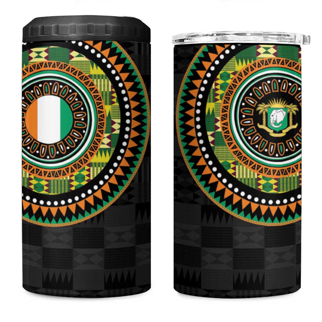 Ivory Coast African Tribal Pattern 4 in 1 Can Cooler Tumbler Chest Arm Tattoo LT15