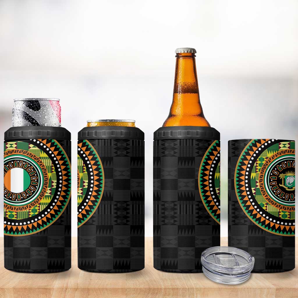 Ivory Coast African Tribal Pattern 4 in 1 Can Cooler Tumbler Chest Arm Tattoo LT15