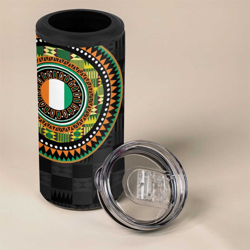 Ivory Coast African Tribal Pattern 4 in 1 Can Cooler Tumbler Chest Arm Tattoo LT15