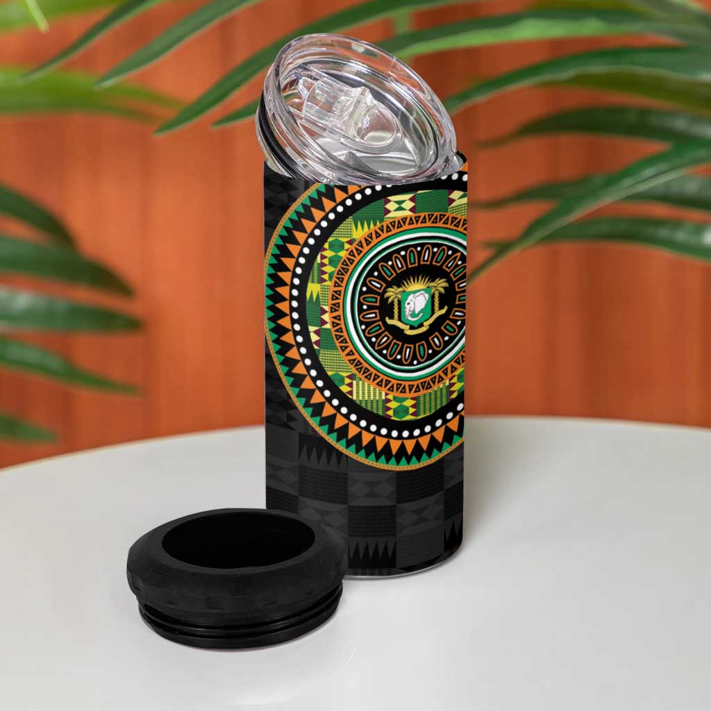 Ivory Coast African Tribal Pattern 4 in 1 Can Cooler Tumbler Chest Arm Tattoo LT15