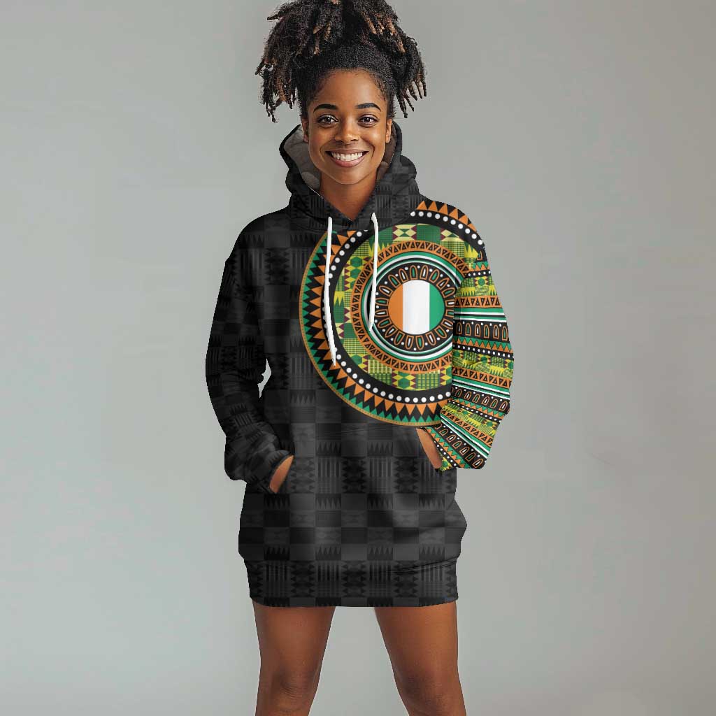 Ivory Coast African Tribal Pattern Hoodie Dress Chest Arm Tattoo LT15