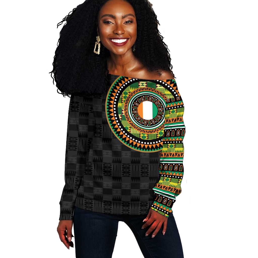 Ivory Coast African Tribal Pattern Off Shoulder Sweater Chest Arm Tattoo LT15