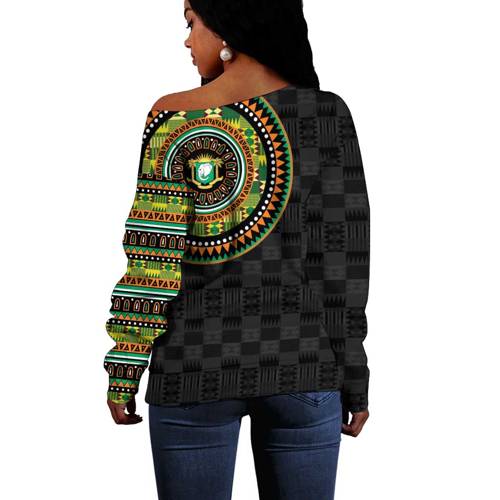 Ivory Coast African Tribal Pattern Off Shoulder Sweater Chest Arm Tattoo LT15