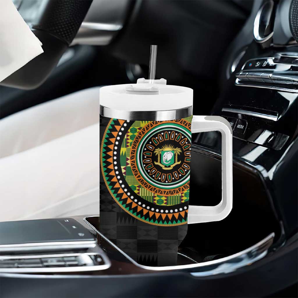 Ivory Coast African Tribal Pattern Tumbler With Handle Chest Arm Tattoo LT15