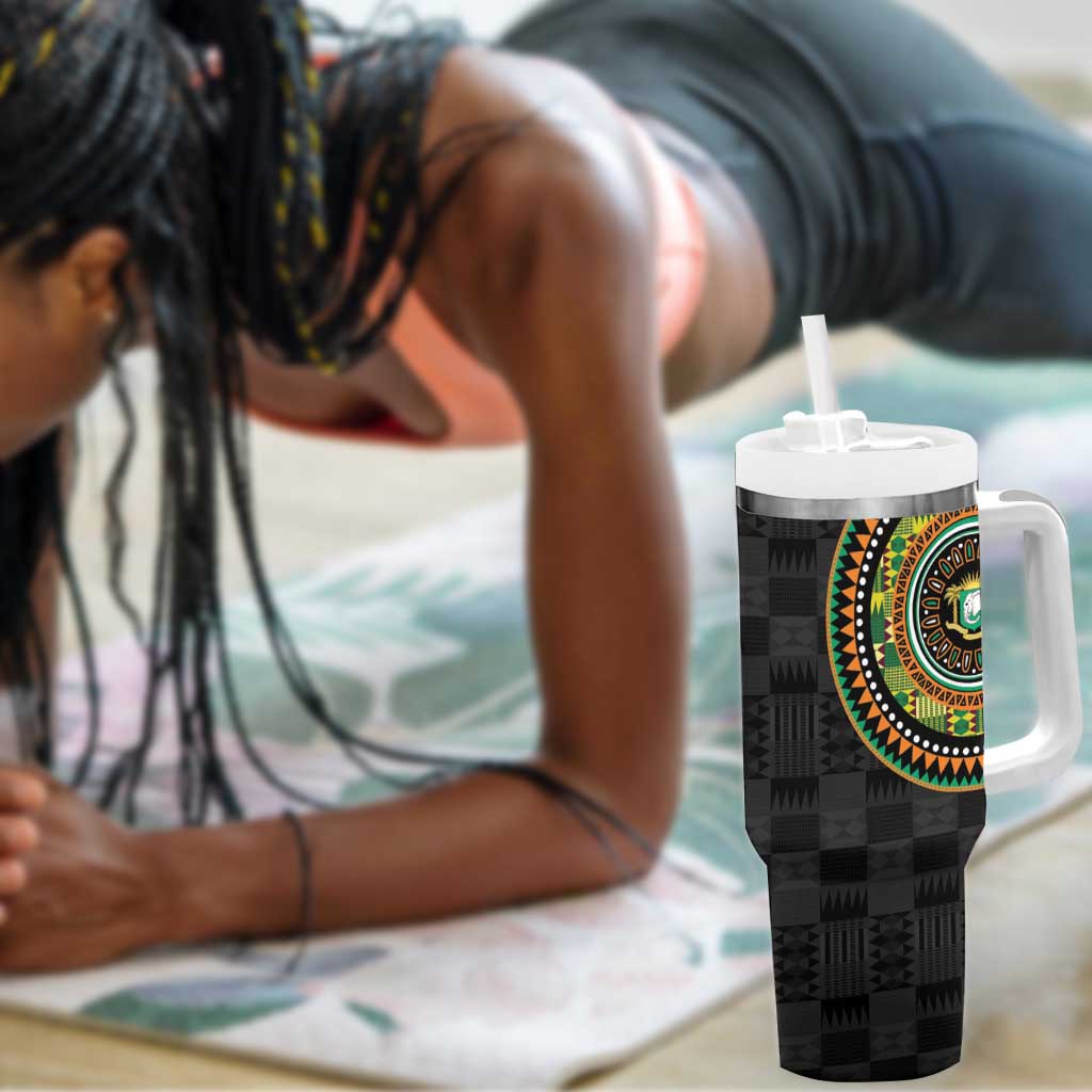 Ivory Coast African Tribal Pattern Tumbler With Handle Chest Arm Tattoo LT15