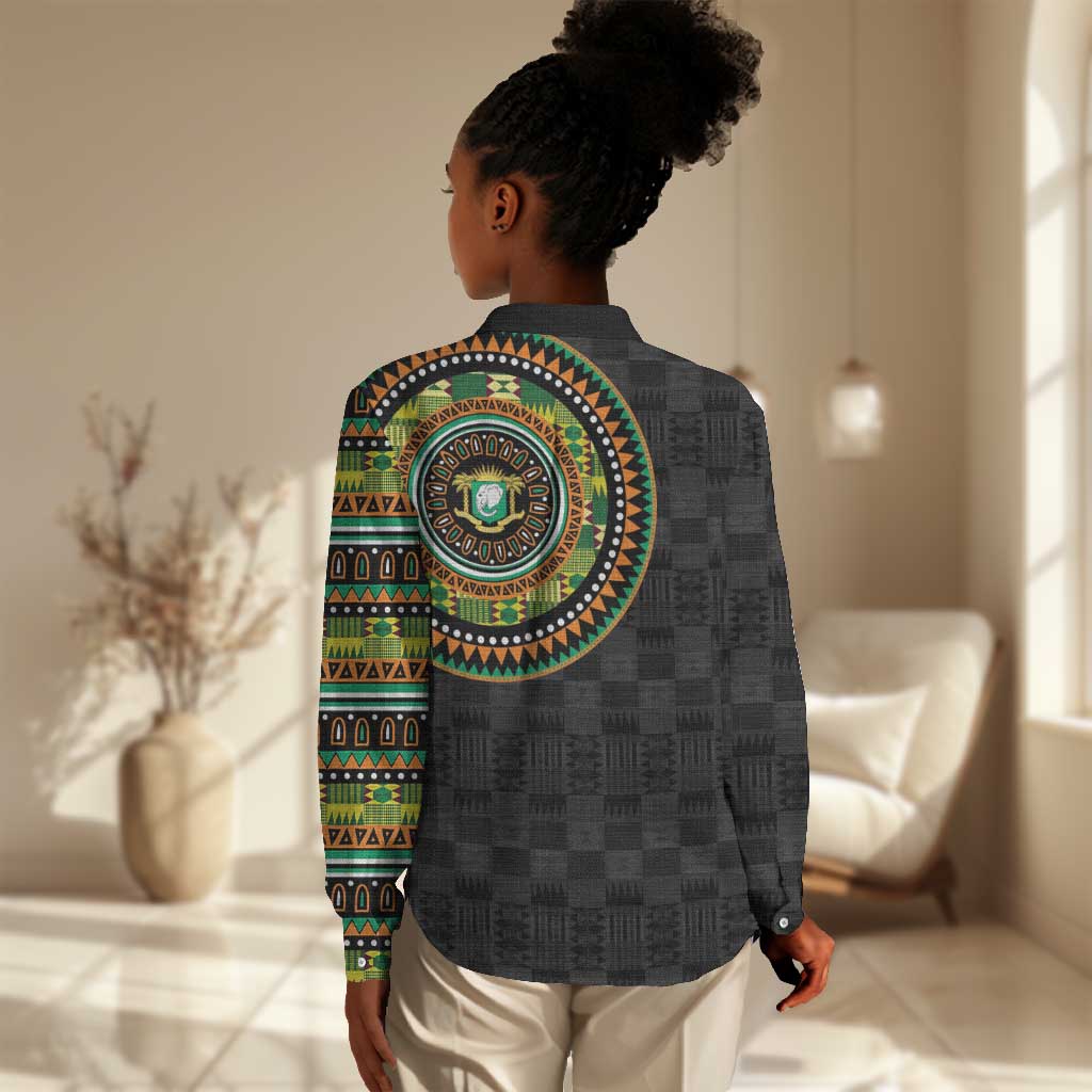 Ivory Coast African Tribal Pattern Women Casual Shirt Chest Arm Tattoo LT15