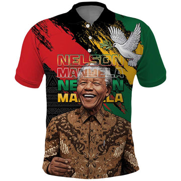 Nelson Mandela International Day Polo Shirt African Pattern Grunge Style LT15