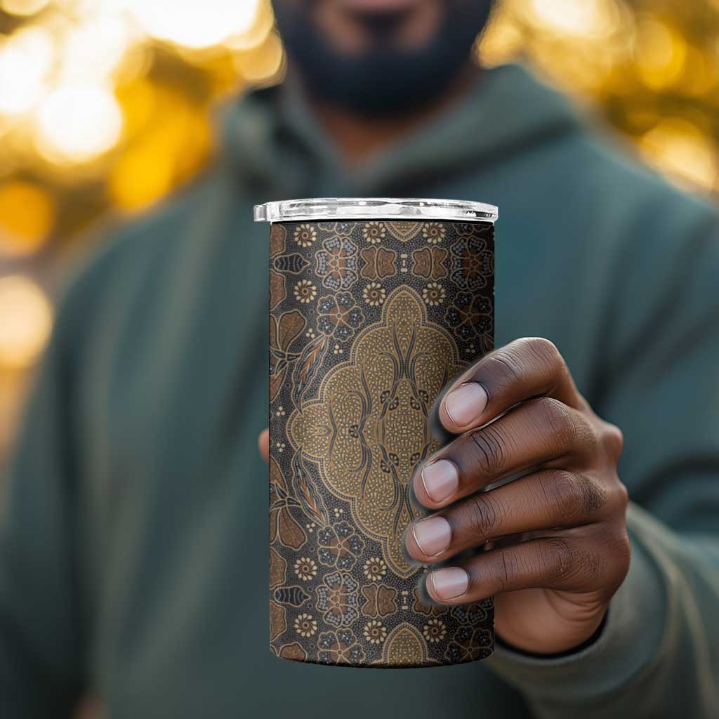 Madiba Nelson Mandela Batik 4 in 1 Can Cooler Tumbler Earthy Brown Indonesia Heritage LT15