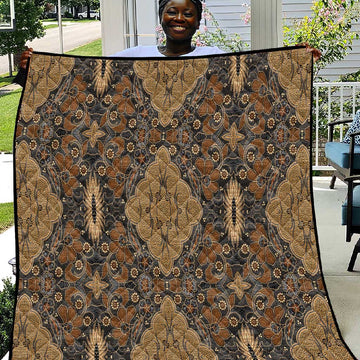Madiba Nelson Mandela Batik Quilt Earthy Brown Indonesia Heritage LT15