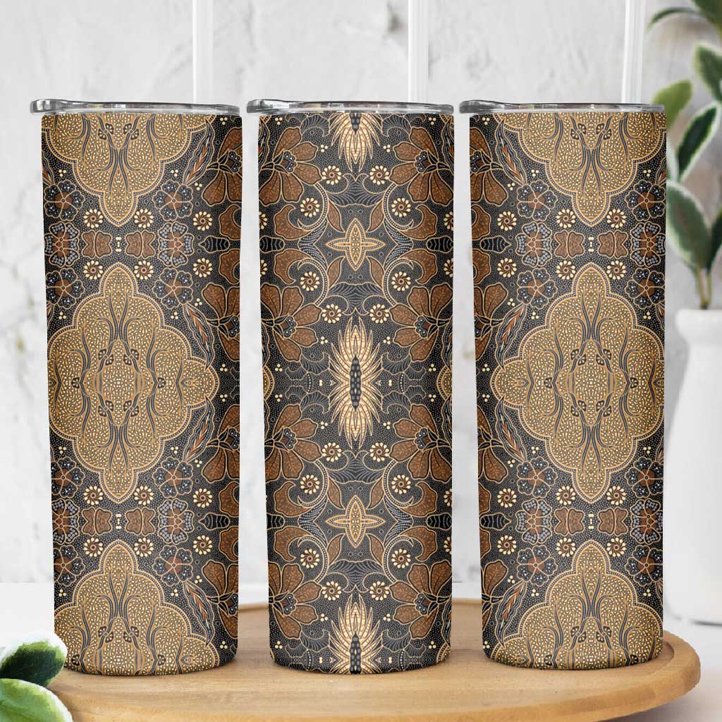 Madiba Nelson Mandela Batik Skinny Tumbler Earthy Brown Indonesia Heritage LT15