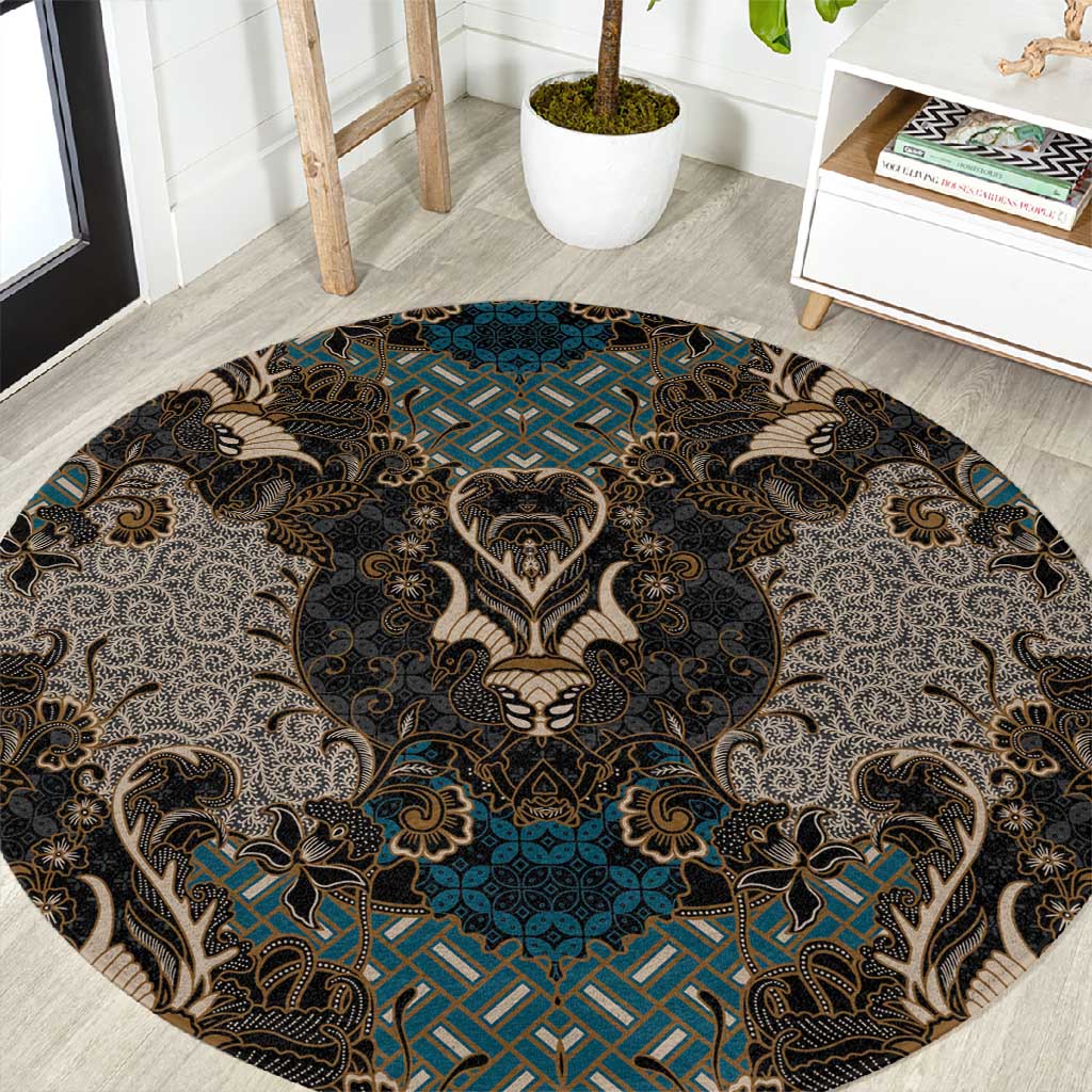 Madiba Nelson Mandela Batik Round Carpet Black Indonesia Heritage LT15