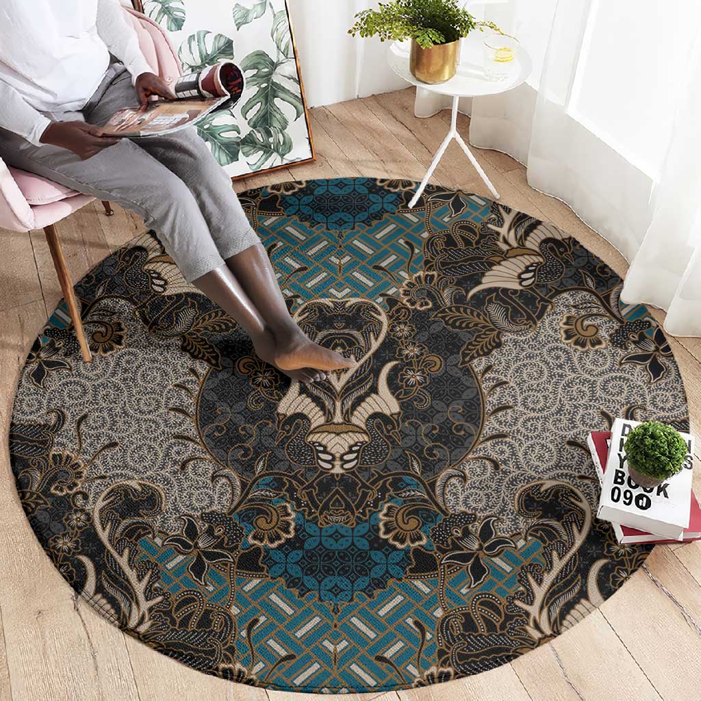 Madiba Nelson Mandela Batik Round Carpet Black Indonesia Heritage LT15