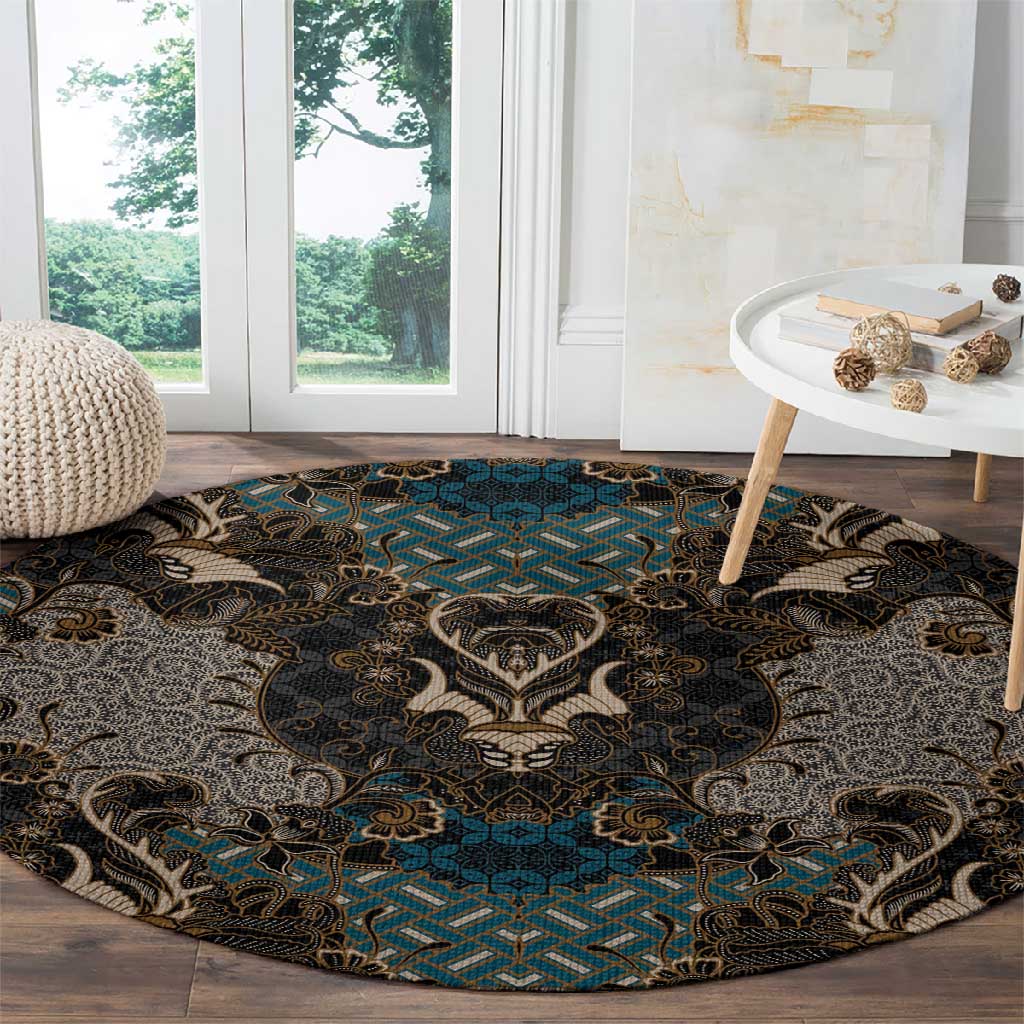 Madiba Nelson Mandela Batik Round Carpet Black Indonesia Heritage LT15