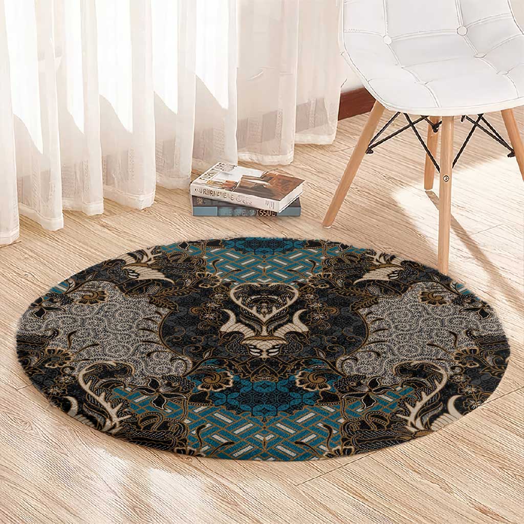 Madiba Nelson Mandela Batik Round Carpet Black Indonesia Heritage LT15