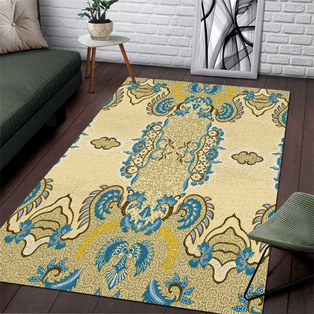 Madiba Nelson Mandela Batik Area Rug Yellow Blue Indonesia Heritage LT15