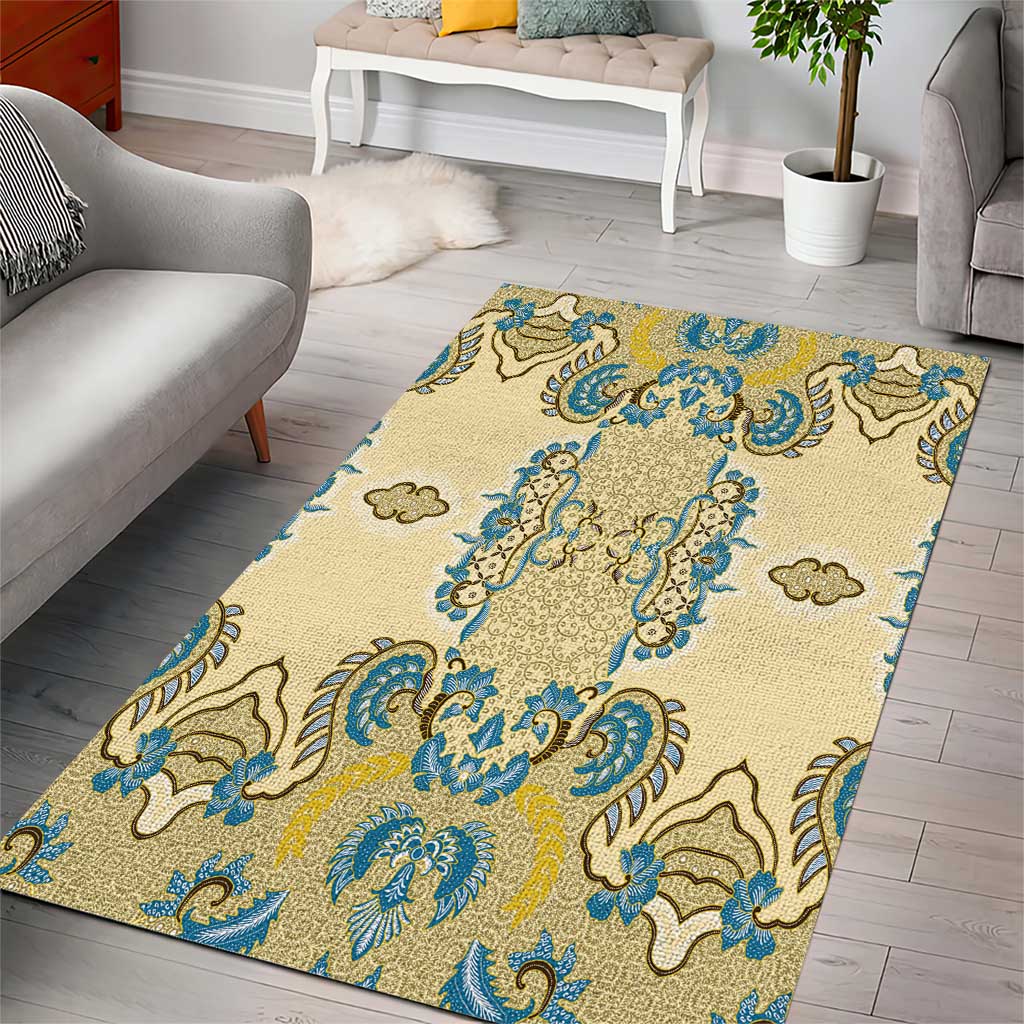 Madiba Nelson Mandela Batik Area Rug Yellow Blue Indonesia Heritage LT15