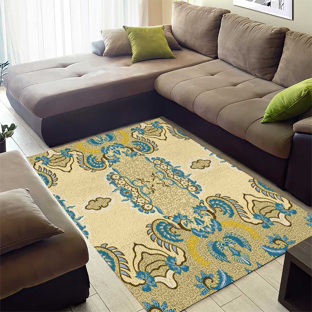 Madiba Nelson Mandela Batik Area Rug Yellow Blue Indonesia Heritage LT15
