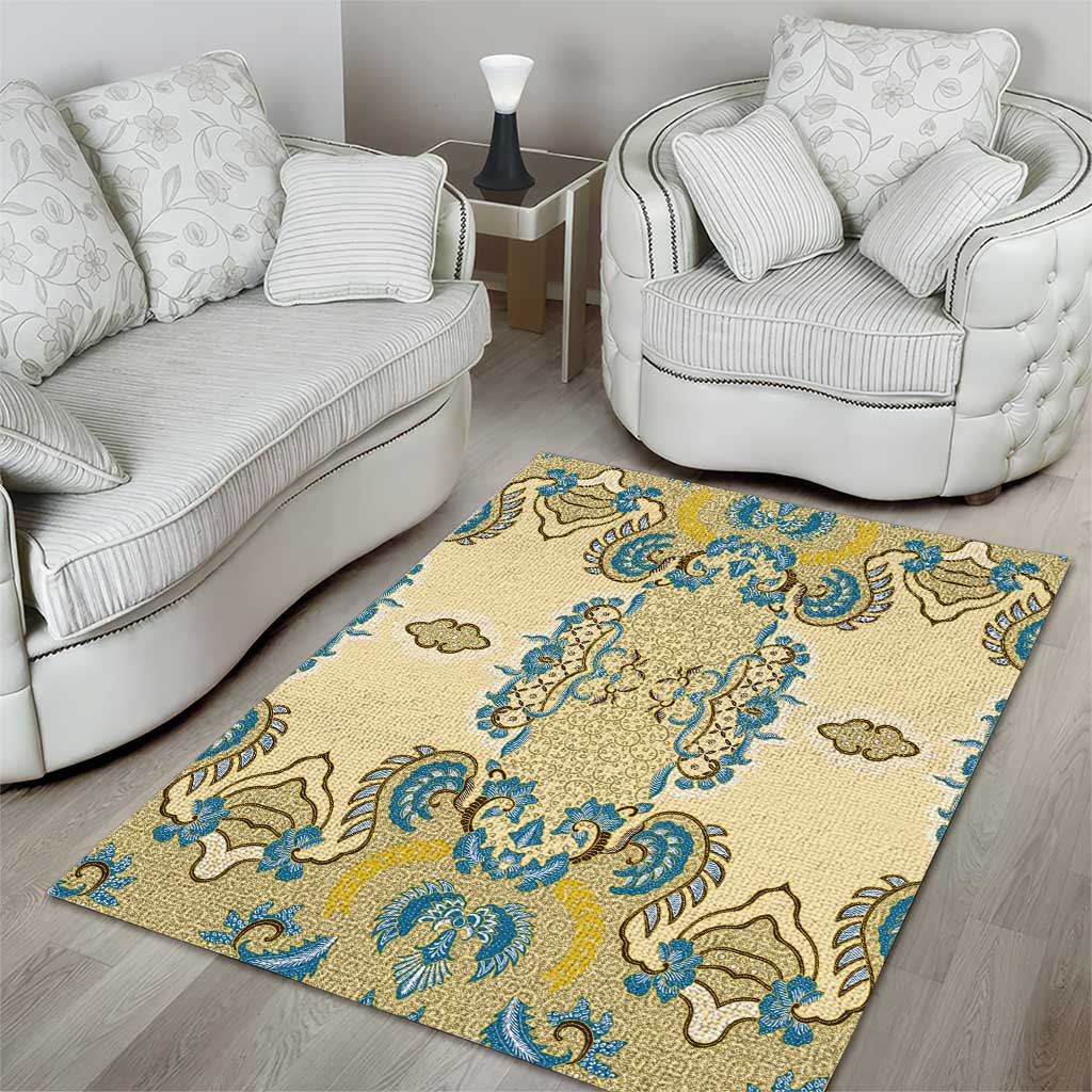 Madiba Nelson Mandela Batik Area Rug Yellow Blue Indonesia Heritage LT15