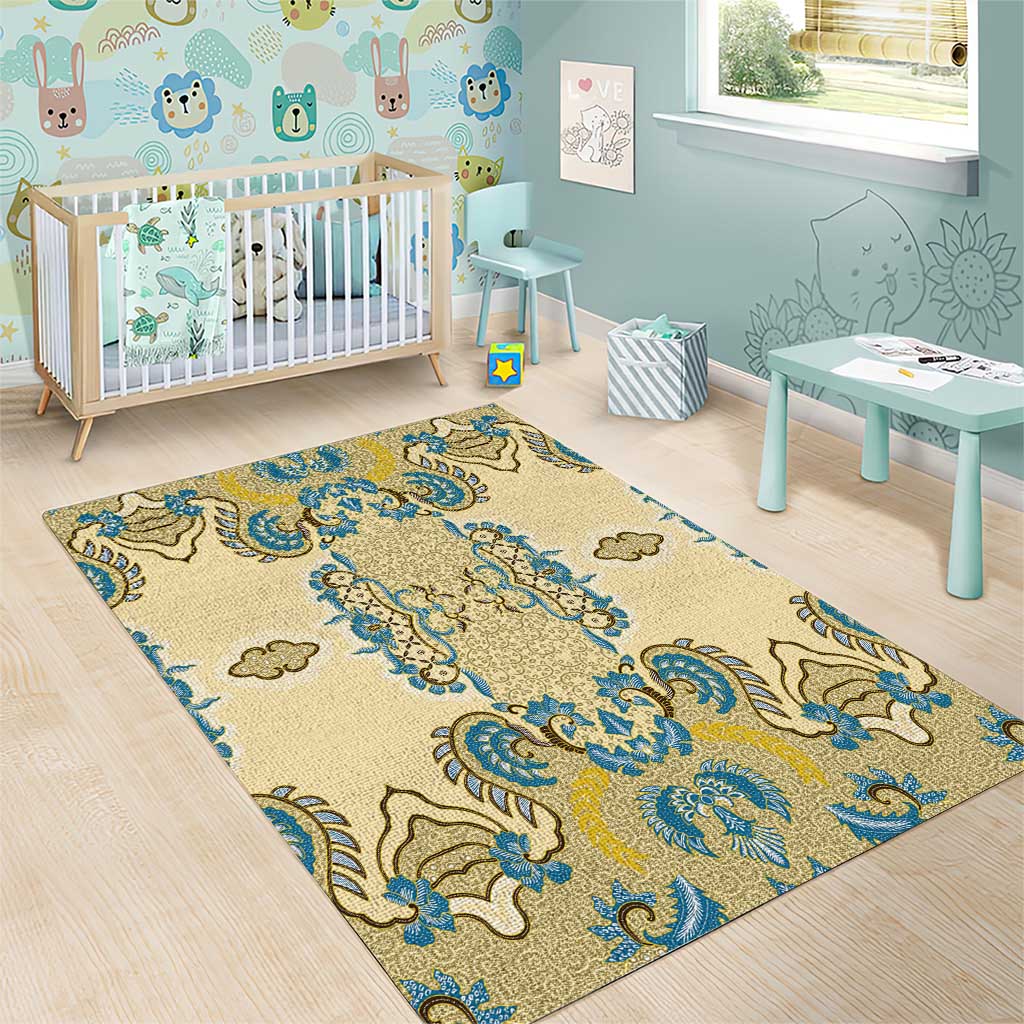 Madiba Nelson Mandela Batik Area Rug Yellow Blue Indonesia Heritage LT15
