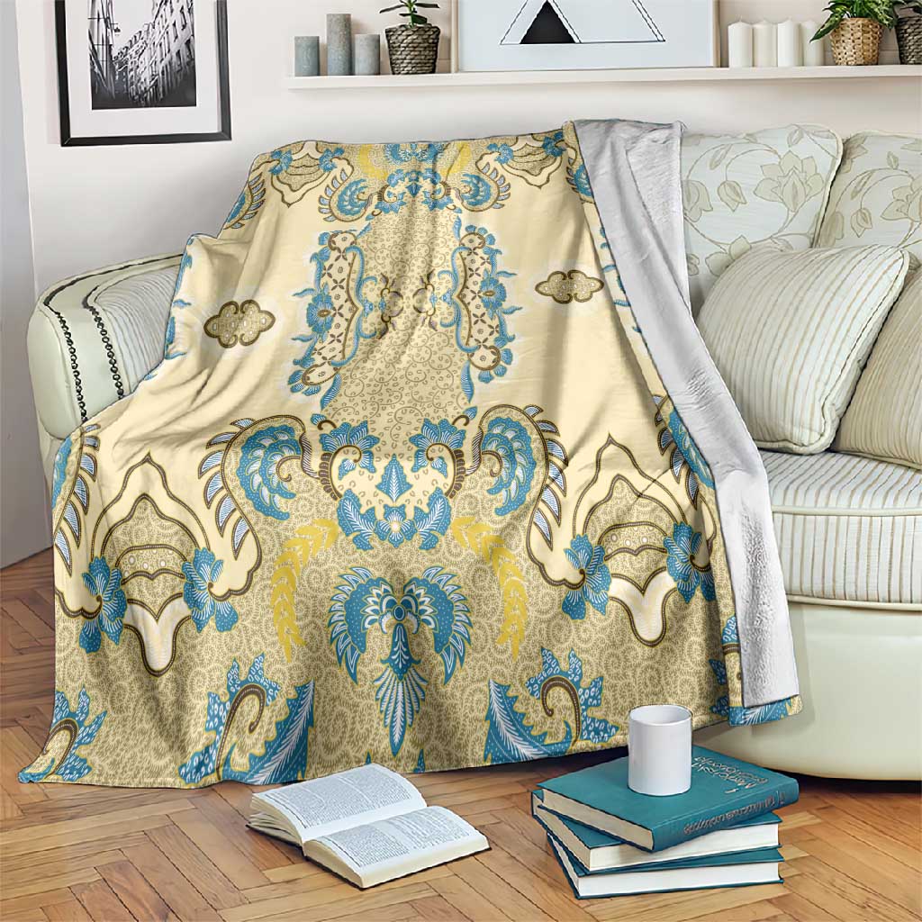 Madiba Nelson Mandela Batik Blanket Yellow Blue Indonesia Heritage LT15