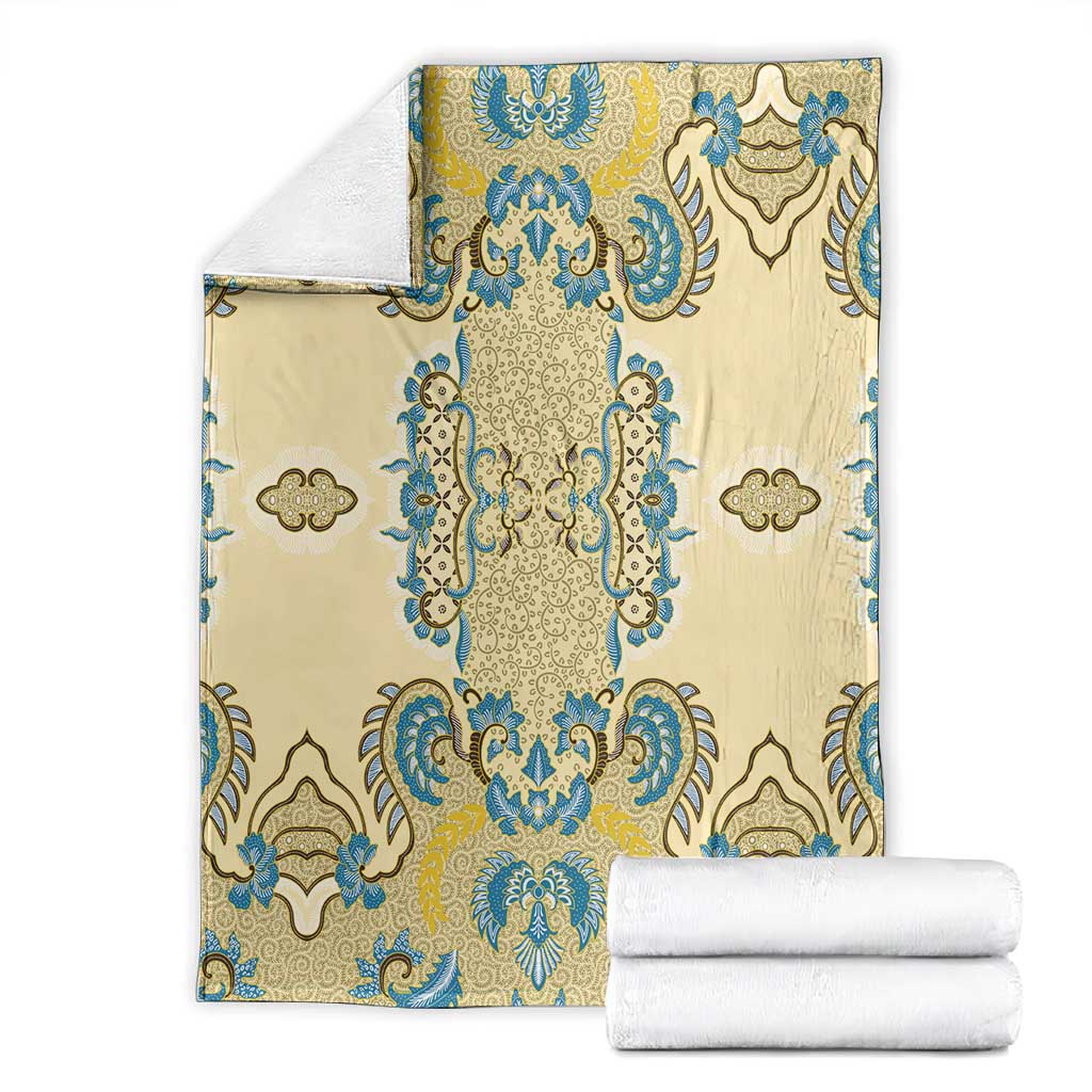 Madiba Nelson Mandela Batik Blanket Yellow Blue Indonesia Heritage LT15