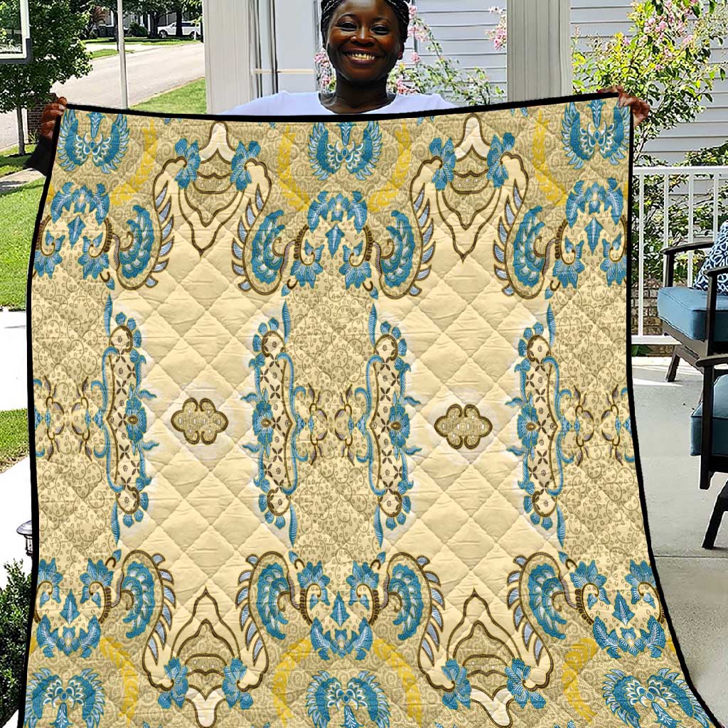 Madiba Nelson Mandela Batik Quilt Yellow Blue Indonesia Heritage LT15