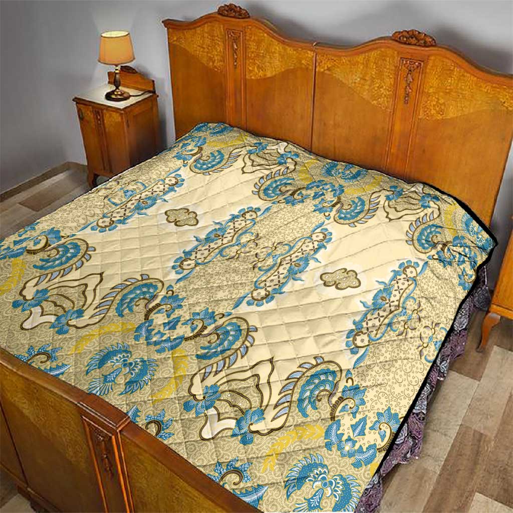 Madiba Nelson Mandela Batik Quilt Yellow Blue Indonesia Heritage LT15