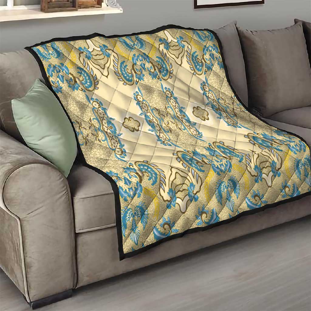 Madiba Nelson Mandela Batik Quilt Yellow Blue Indonesia Heritage LT15