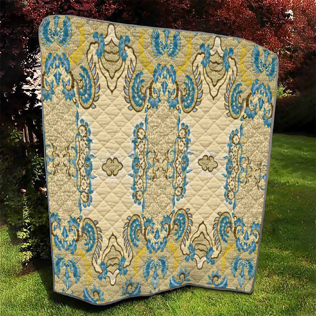 Madiba Nelson Mandela Batik Quilt Yellow Blue Indonesia Heritage LT15
