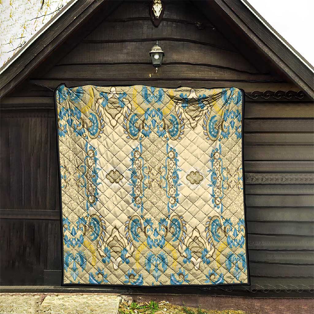 Madiba Nelson Mandela Batik Quilt Yellow Blue Indonesia Heritage LT15