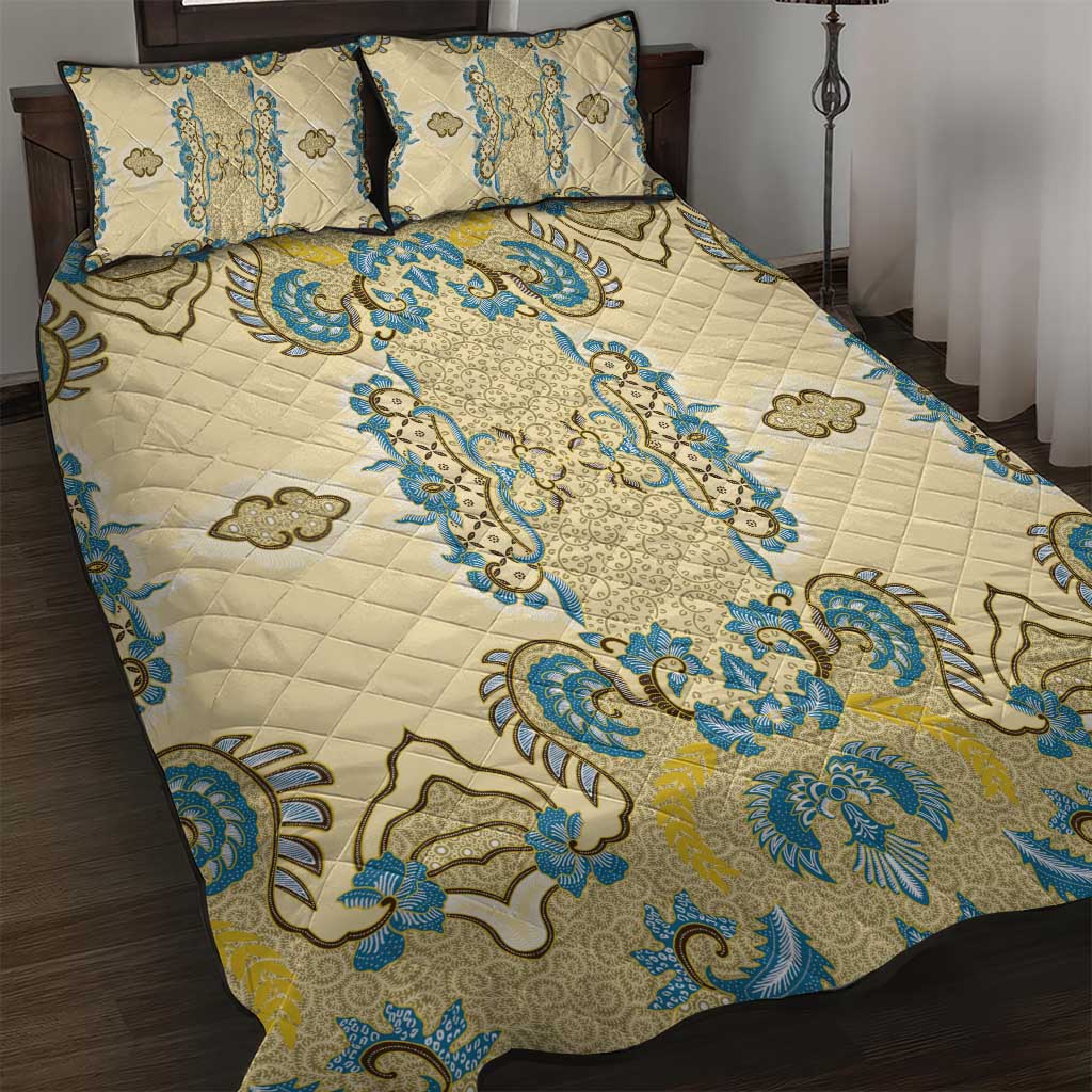 Madiba Nelson Mandela Batik Quilt Bed Set Yellow Blue Indonesia Heritage LT15
