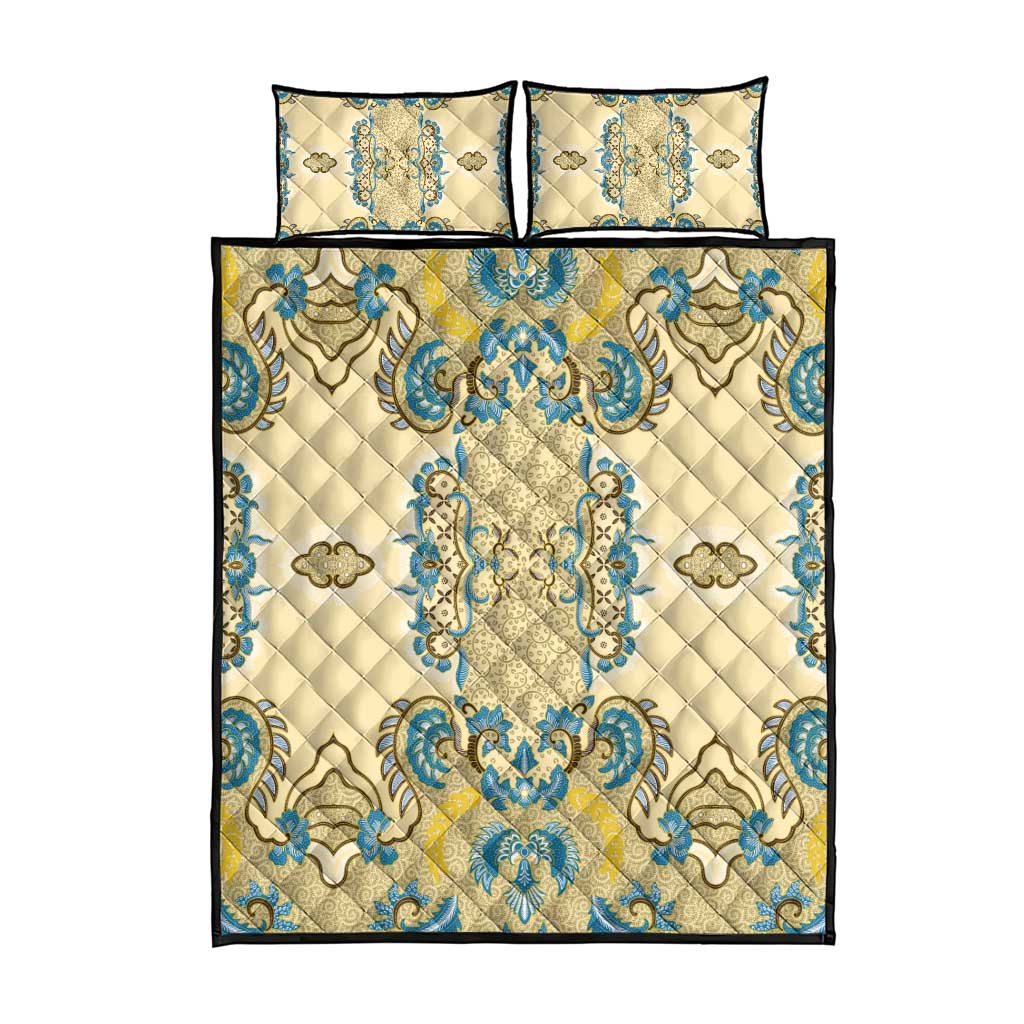 Madiba Nelson Mandela Batik Quilt Bed Set Yellow Blue Indonesia Heritage LT15