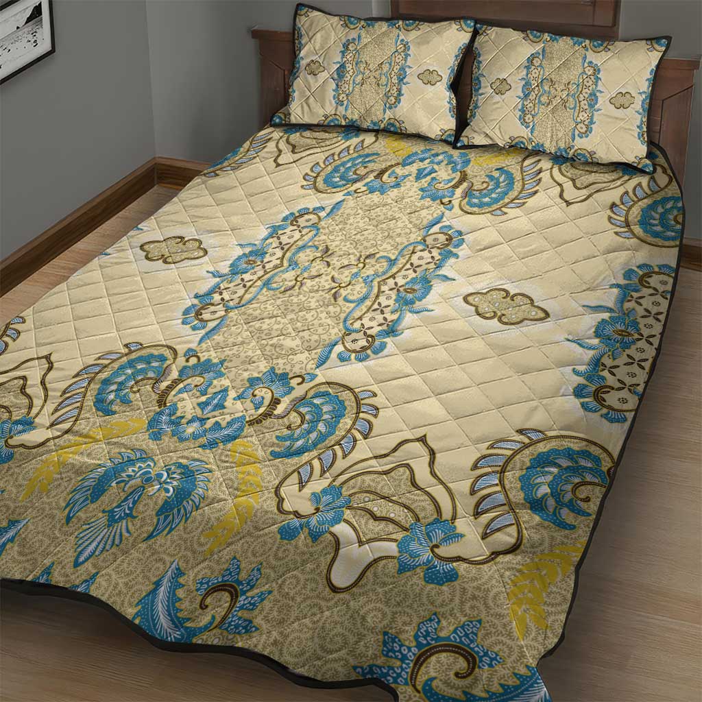 Madiba Nelson Mandela Batik Quilt Bed Set Yellow Blue Indonesia Heritage LT15